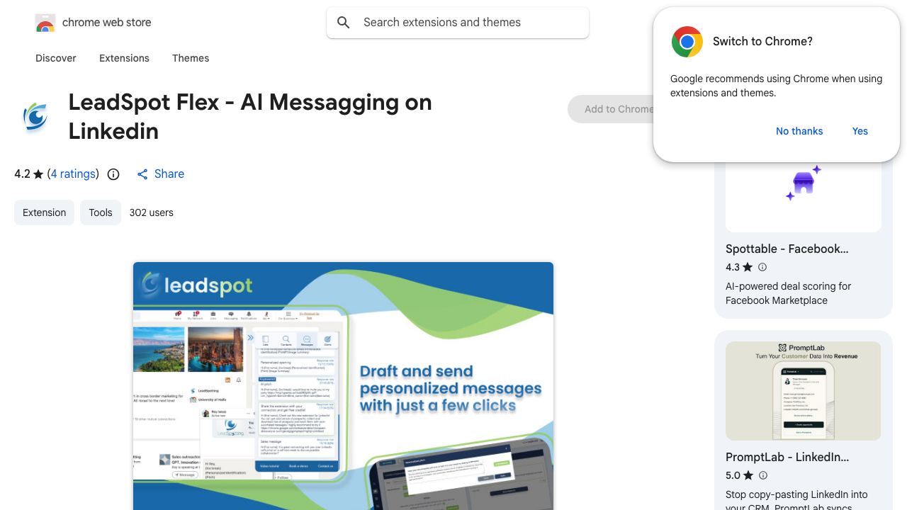 LeadSpot Flex - AI Messagging on Linkedin 网站截图