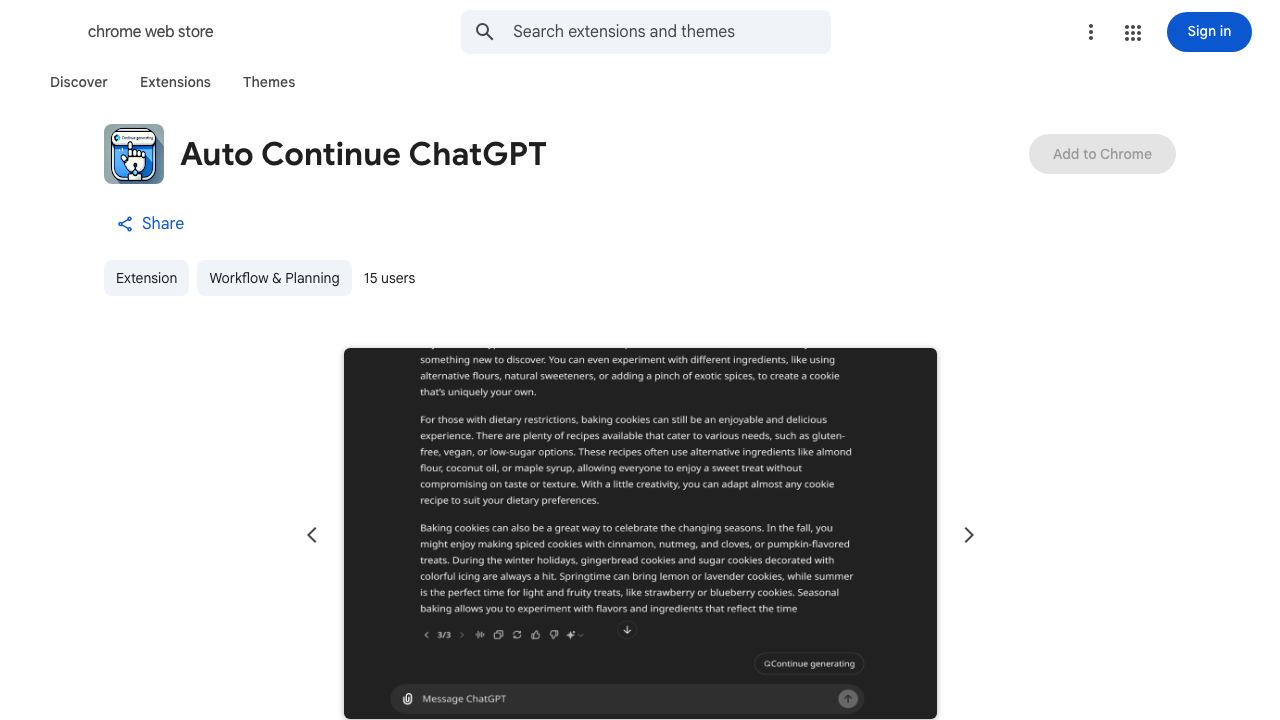 Auto Continue ChatGPT 网站截图