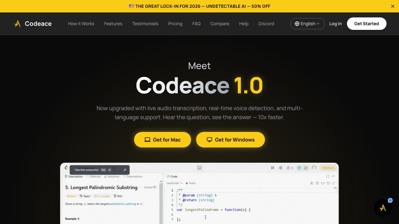 Codeace AI 网站截图