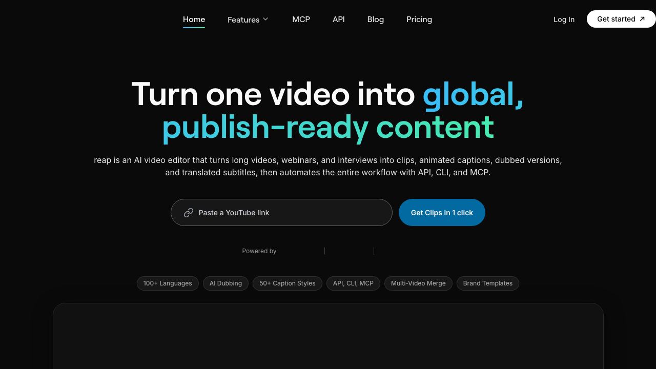 Reap.video website screenshot