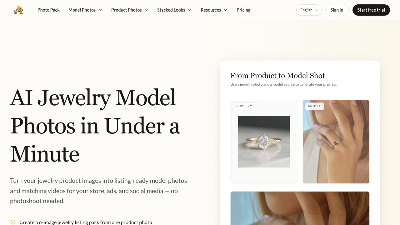 AI Jewelry Model 网站截图