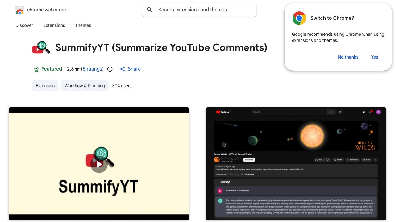 SummifyYT 网站截图