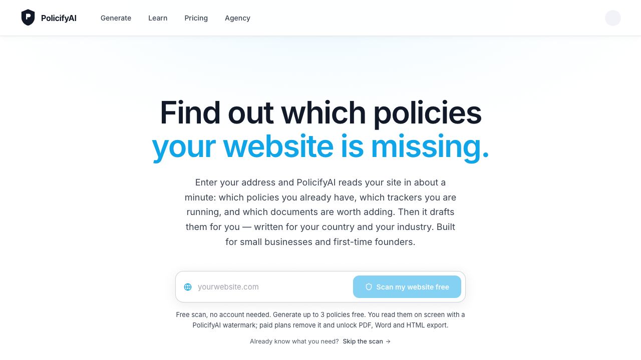 PolicifyAI 网站截图