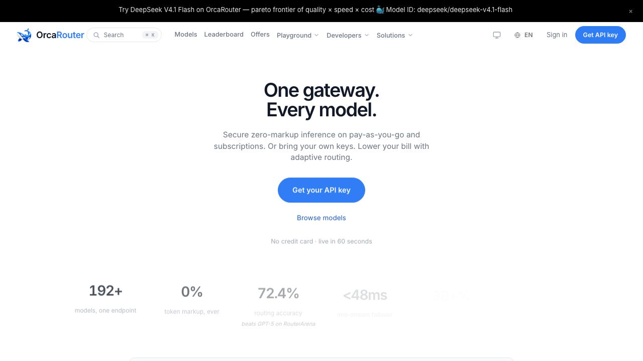 OrcaRouter website screenshot