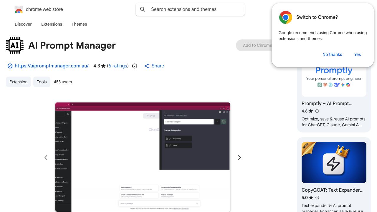 AI Prompt Manager 网站截图