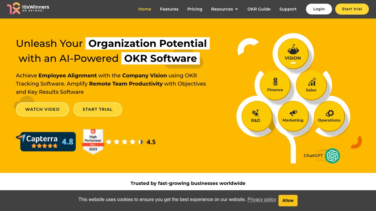 10xWinners OKR 网站截图
