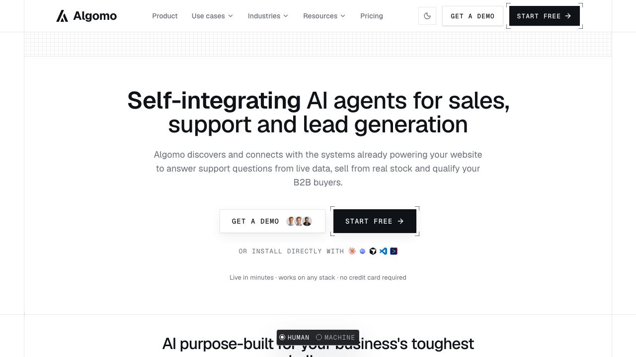 Algomo website screenshot