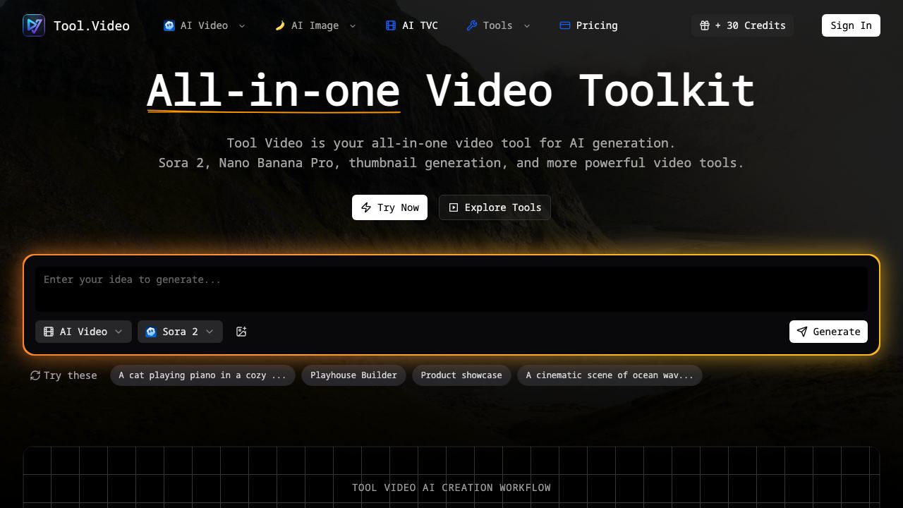 Tool Video website screenshot