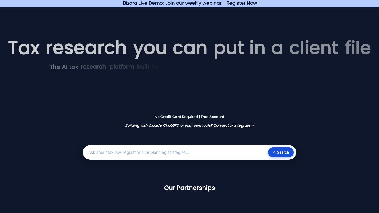 Bizora website screenshot