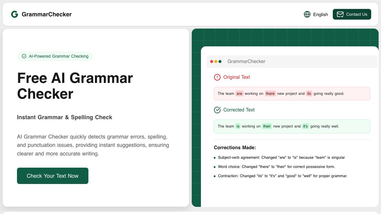 AIGrammarChecker 网站截图