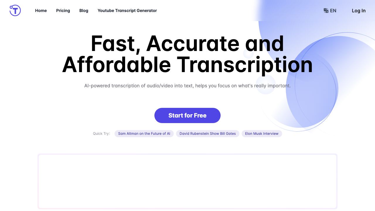 Yescribe.ai: Convert Audio&Video to Text 网站截图