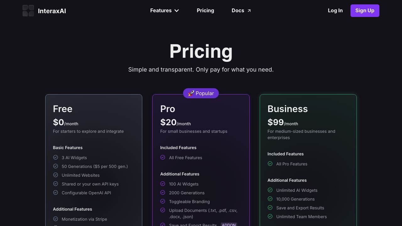 InteraxAI website screenshot