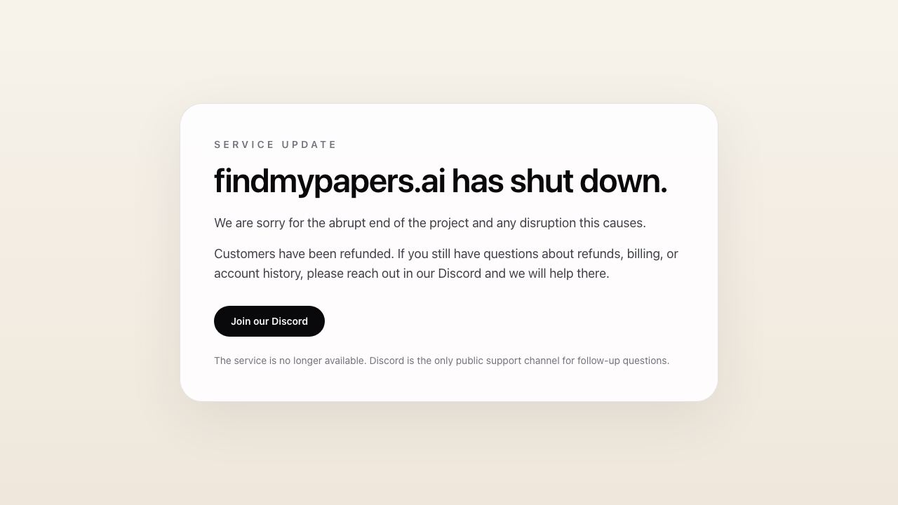Find My Papers 网站截图