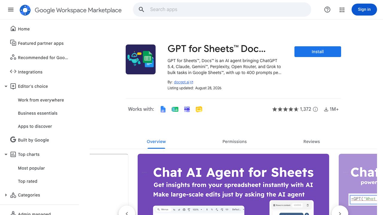 DocGPT AI Writer for Docs website screenshot