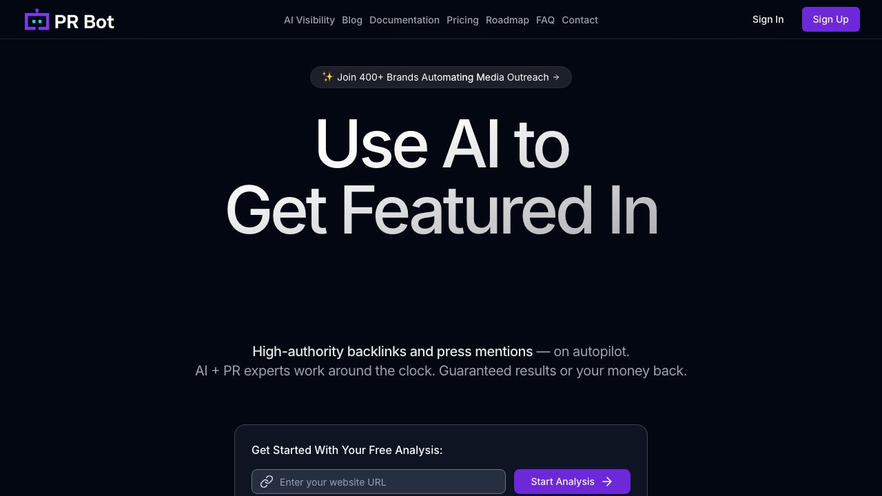 PRBot website screenshot