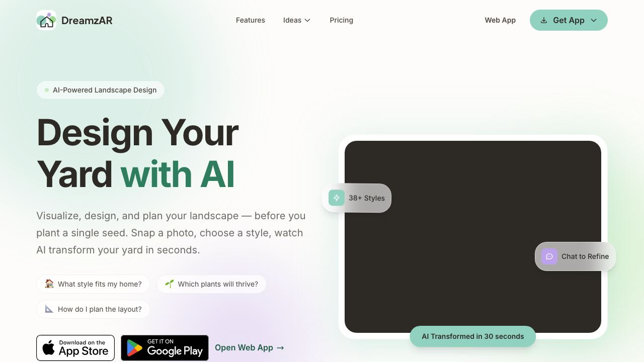 AI Landscape Design website screenshot