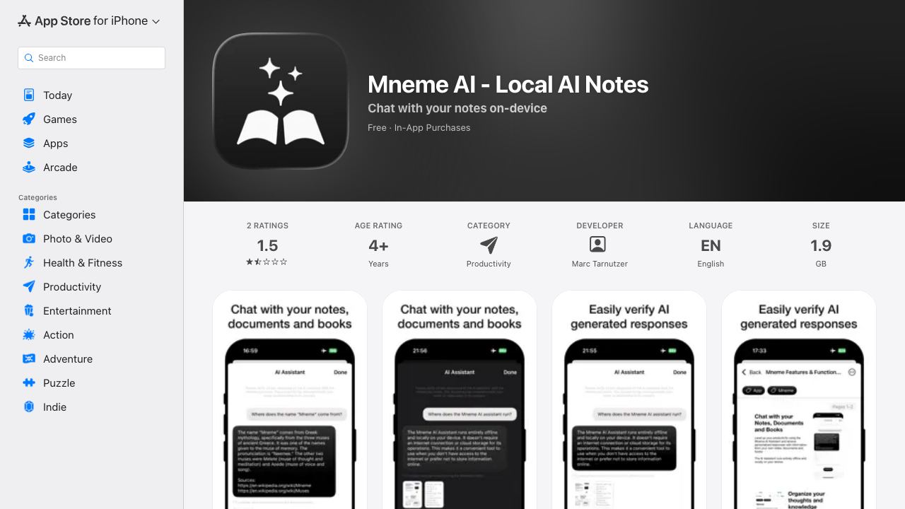 Mneme AI 网站截图
