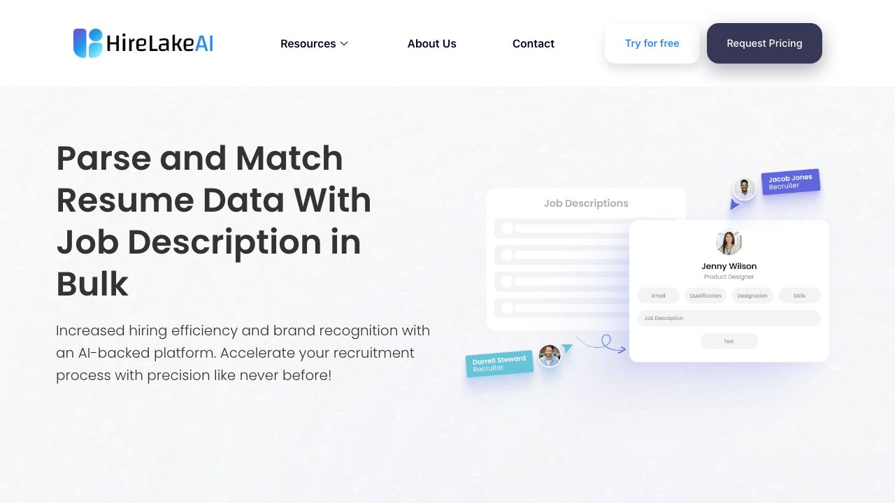 HireLakeAI website screenshot