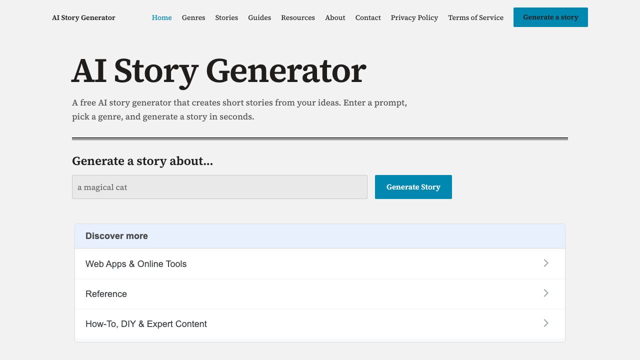 AI Story Generator 网站截图