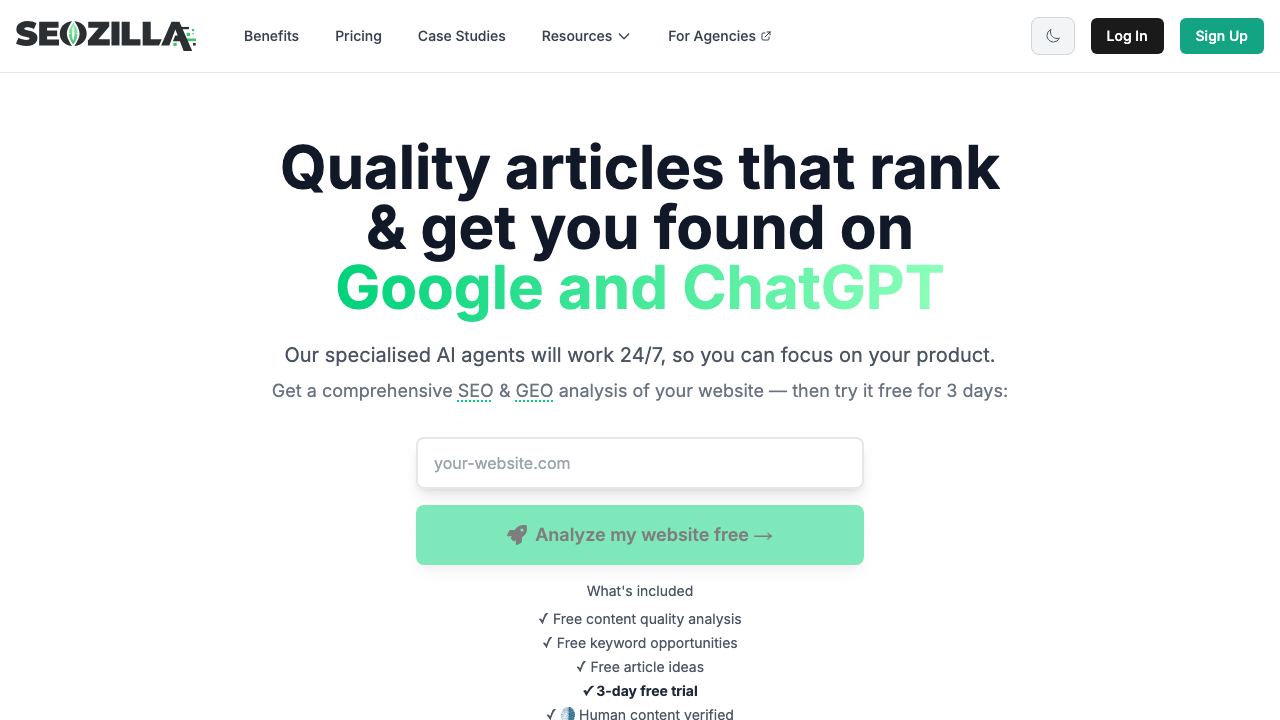 SEOZilla website screenshot