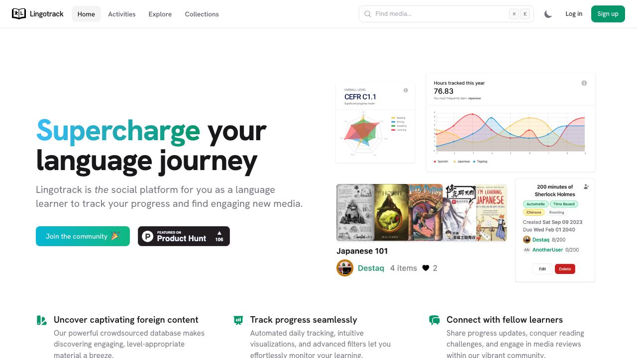 Lingotrack website screenshot