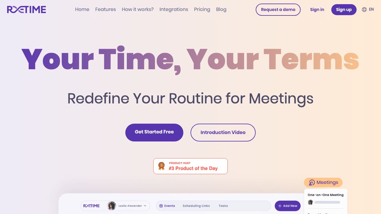 Retime website screenshot