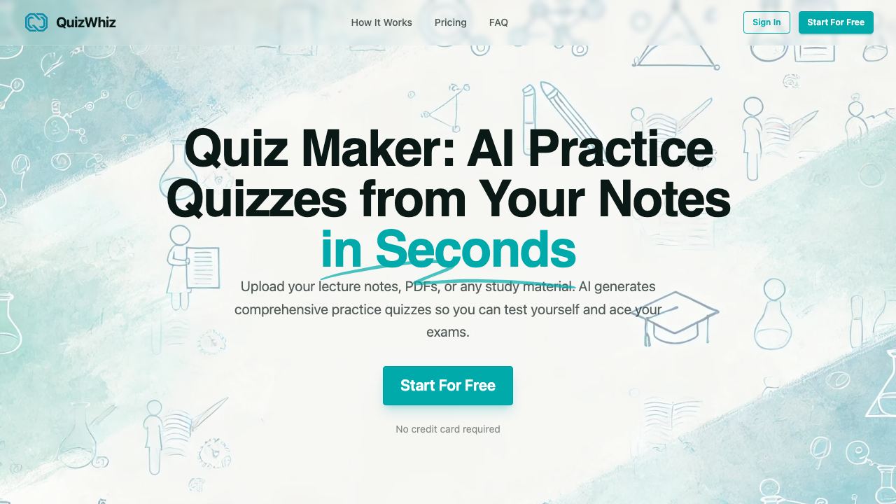 QuizWhiz website screenshot