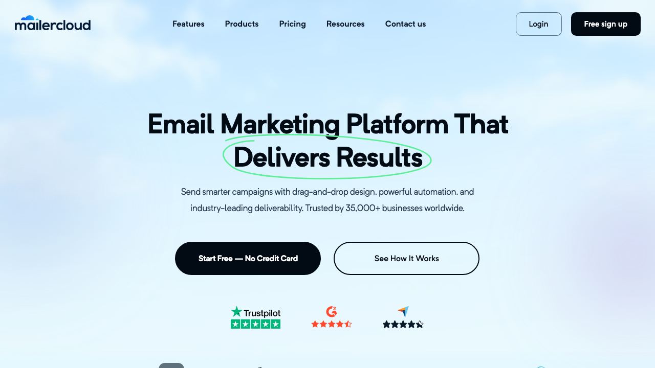 Mailercloud website screenshot