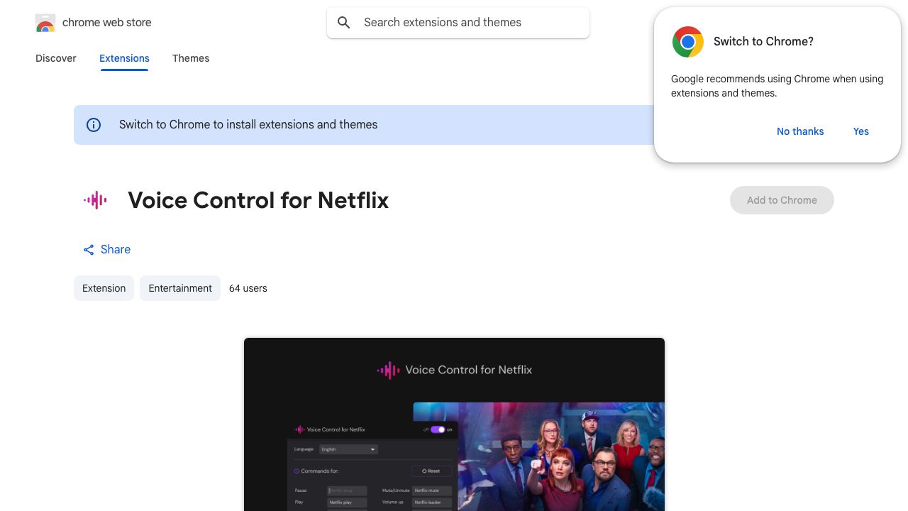 Voice Control for Netflix 网站截图