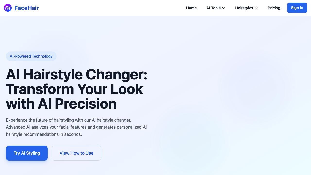 FaceHair website screenshot