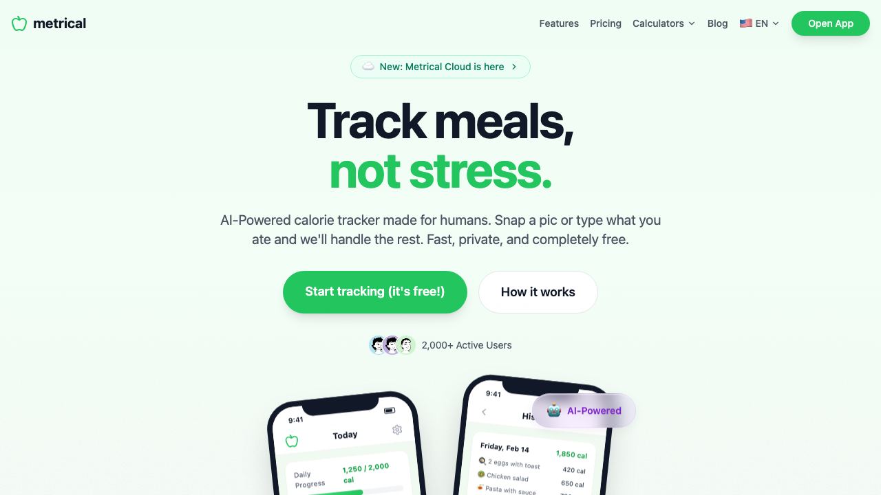 metrical.fit website screenshot