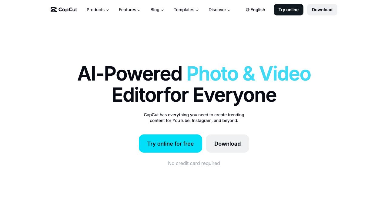CapCut website screenshot