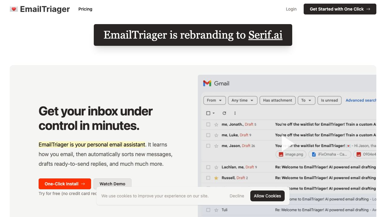 EmailTriager website screenshot