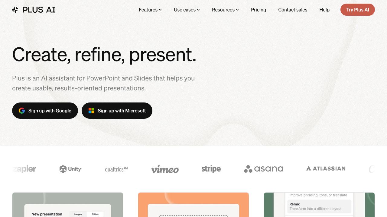 Plus AI Presentation Maker 网站截图