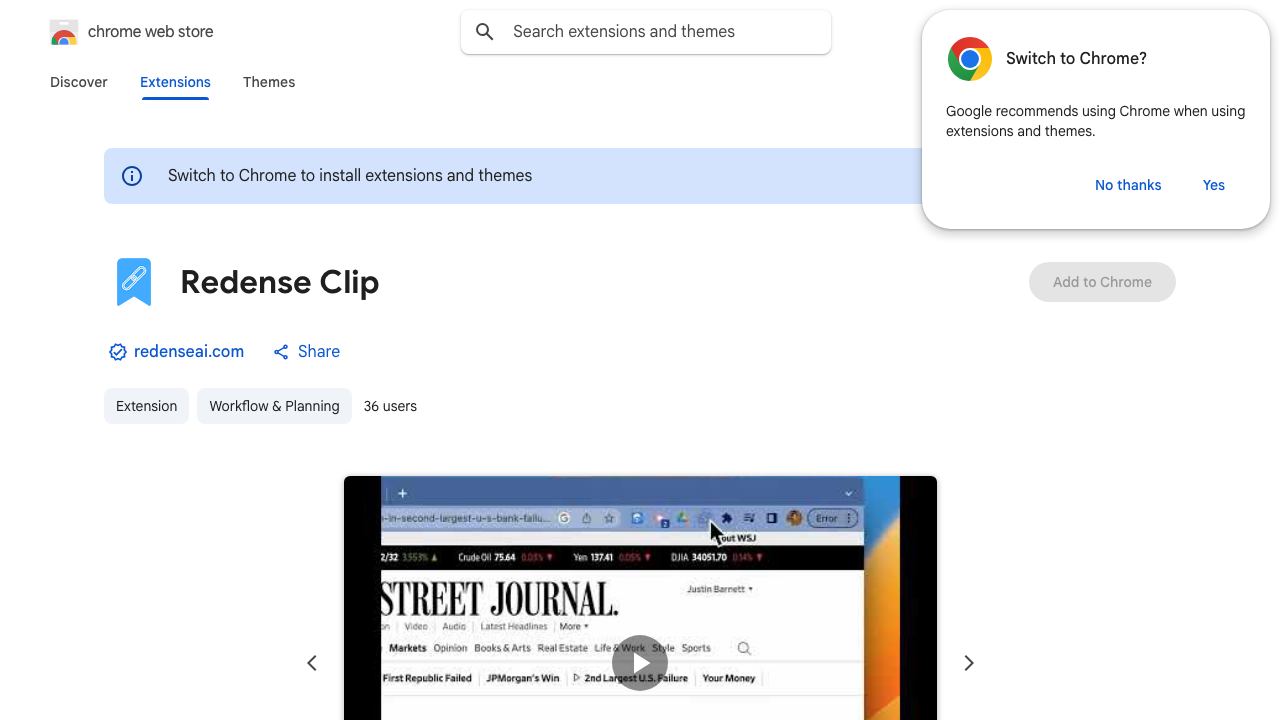 Redense Clip website screenshot