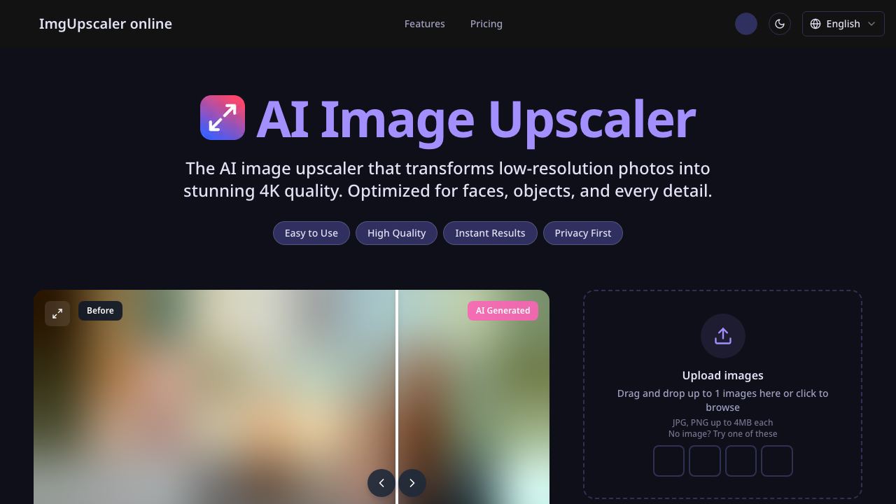 AI Image Upscaler Pro 网站截图
