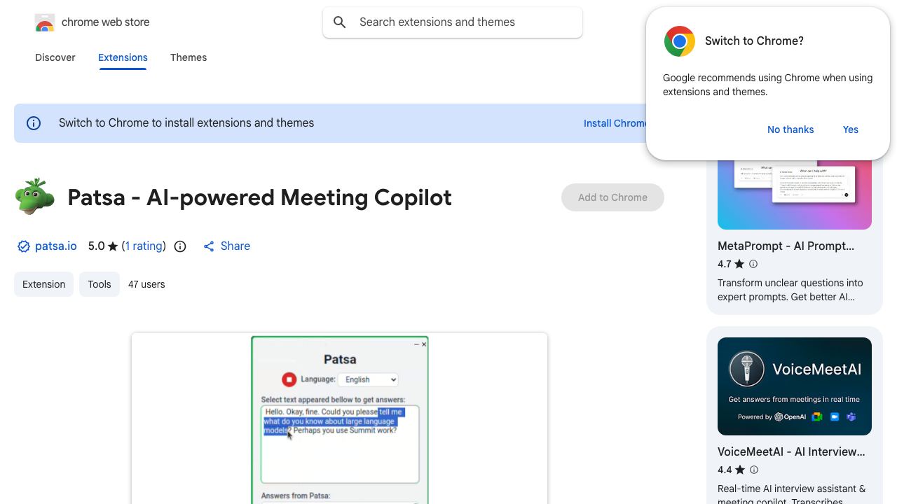Patsa - AI-powered Meeting Copilot 网站截图