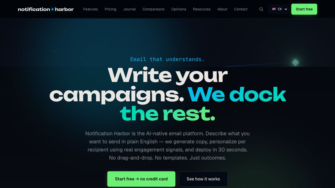 Notification harbor - AI Email marketing 网站截图