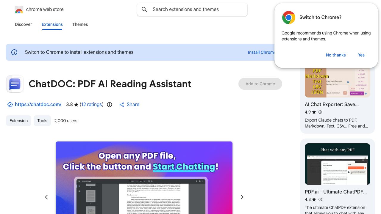 ChatDOC: PDF AI Reading Assistant 网站截图