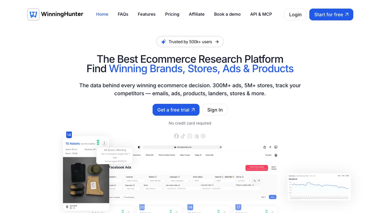 WinningHunter website screenshot