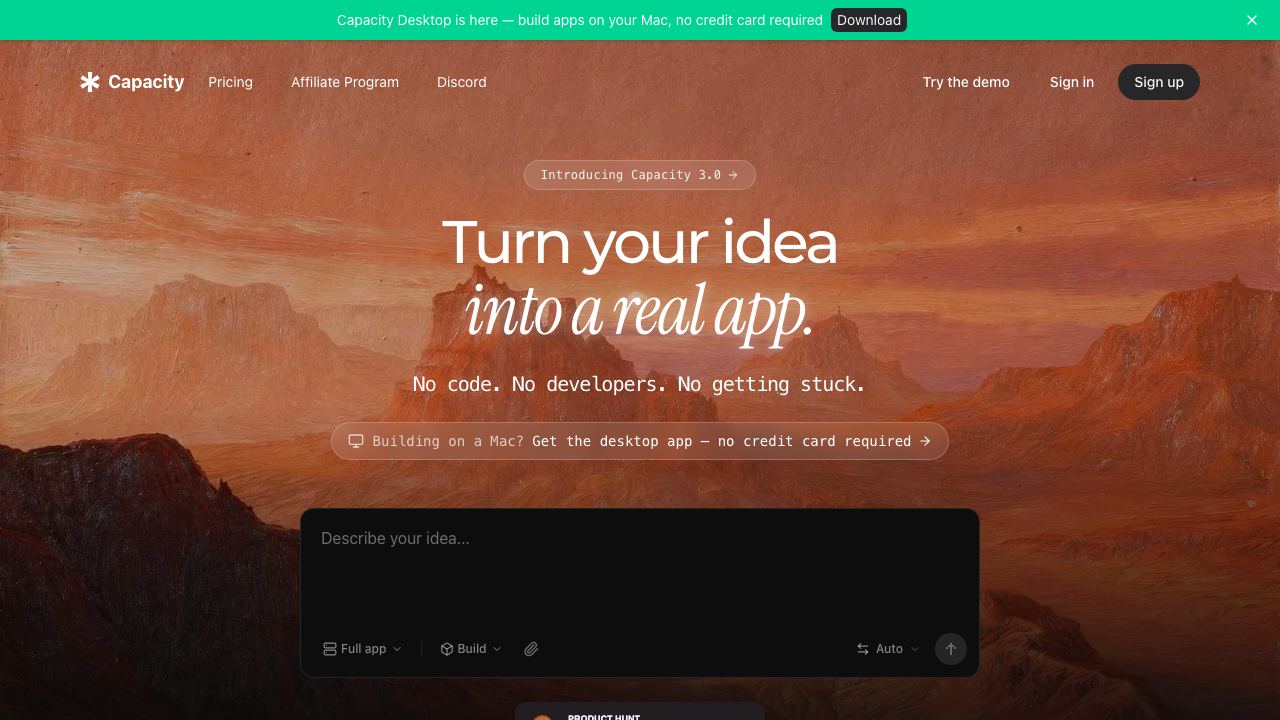 Capacity website screenshot