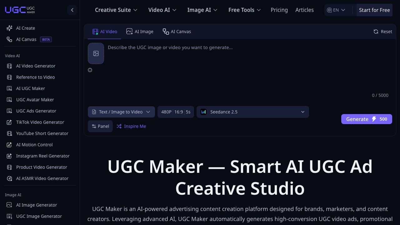 UGC Maker AI 网站截图