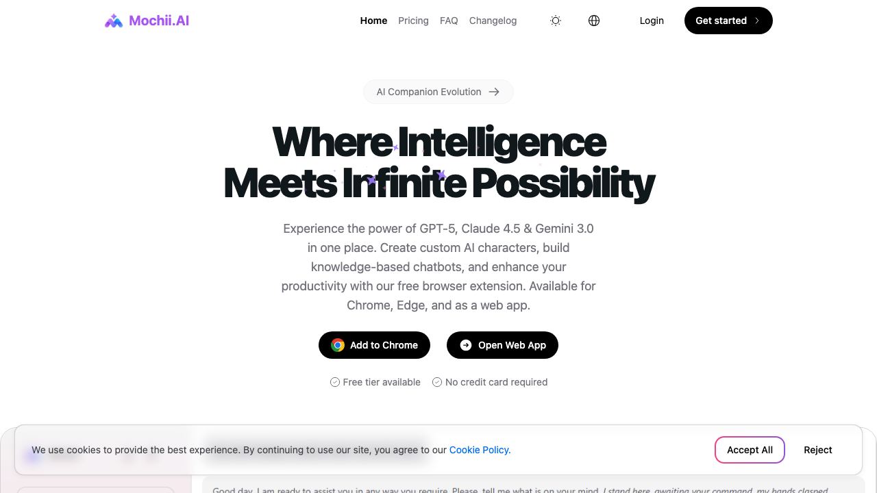 Mochii AI website screenshot