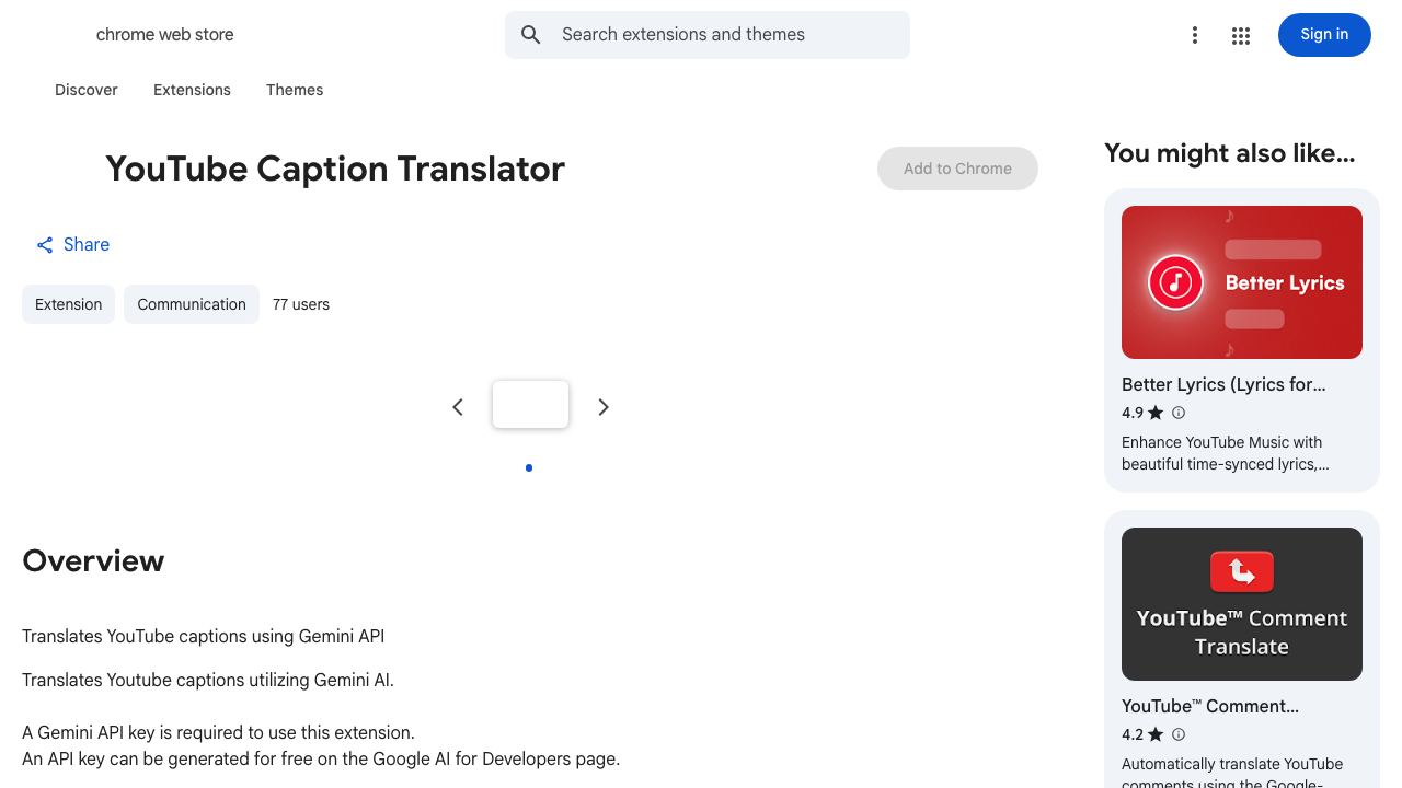 YouTube Caption Translator 网站截图
