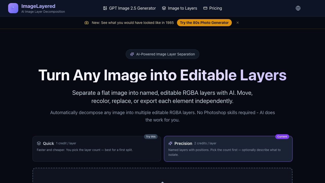 Image to Layers website screenshot