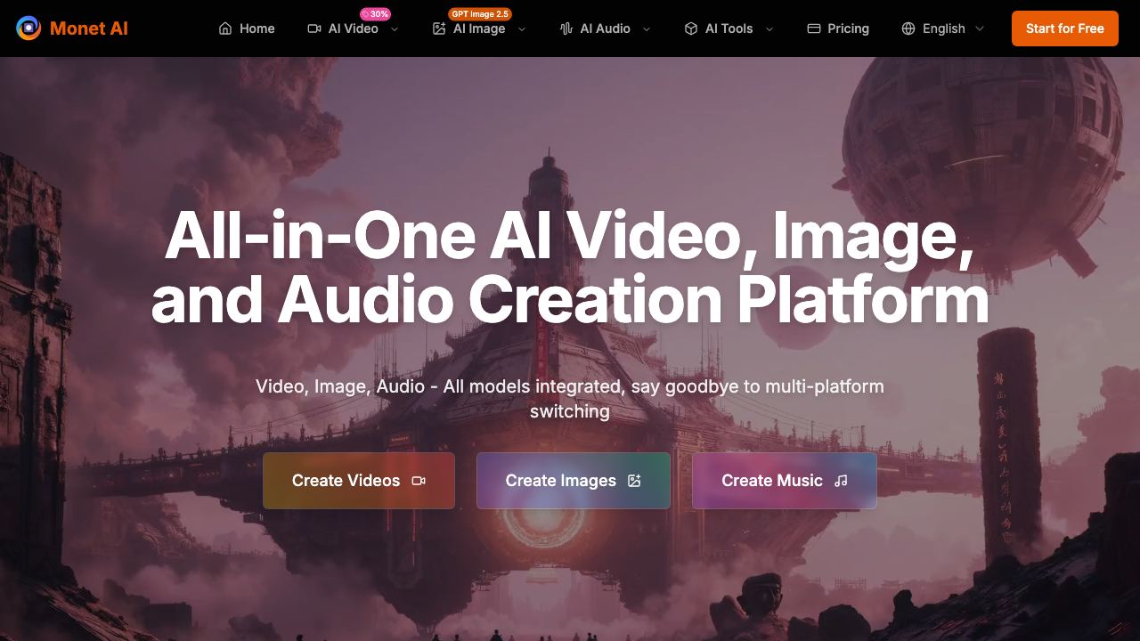 Monet AI website screenshot