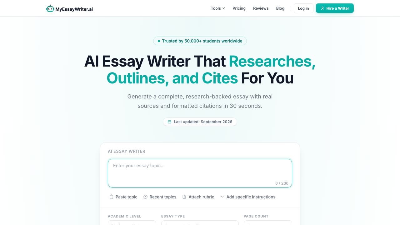 MyEssayWriter.ai website screenshot