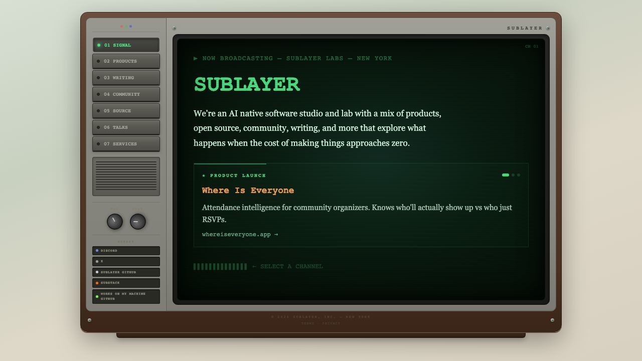 Sublayer AI website screenshot