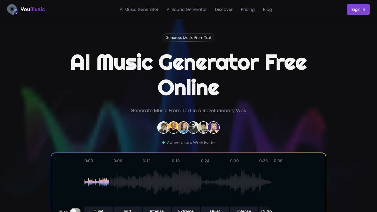 YouMusic.AI 网站截图