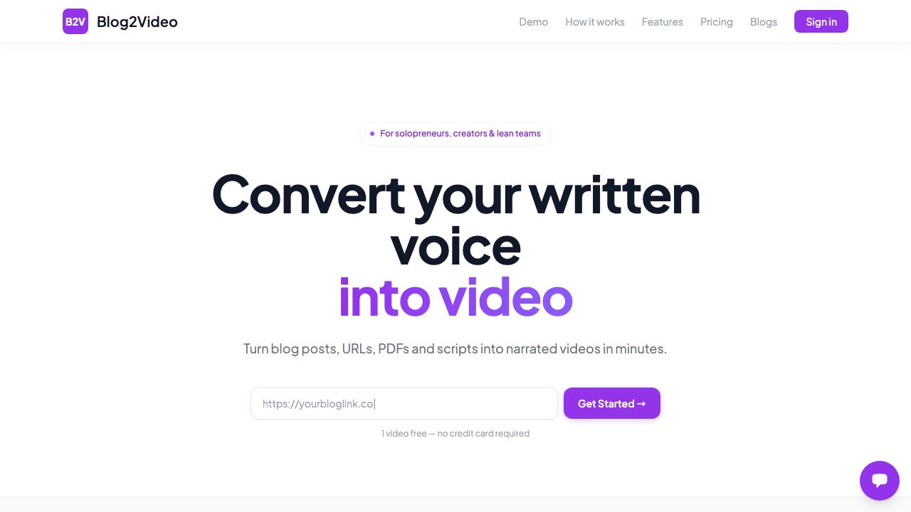 Blog2Video 网站截图